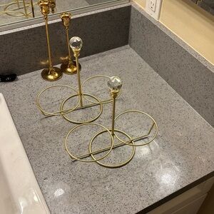 2 total Gold Metal Condiment Stand